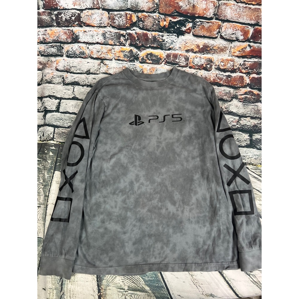 PlayStation PS5 Long Sleeve Gray Shirt Men's Size L/G Gaming Top